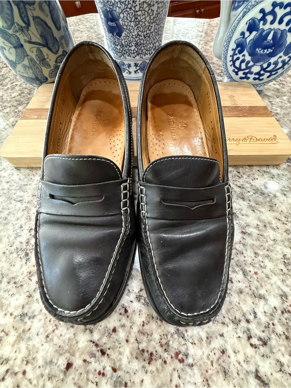 Cole Haan Black Leather Penny Loafers